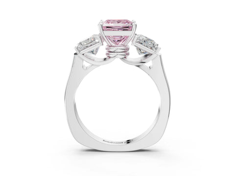 White gold Three-Stone Fancy Pink Princess Cut Brilliant Diamond Trellis Ring with Comfort Fit Band_15