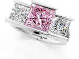 White gold Three Stone Fancy Pink Princess Cut Cut Channel Set Diamond Ring_37