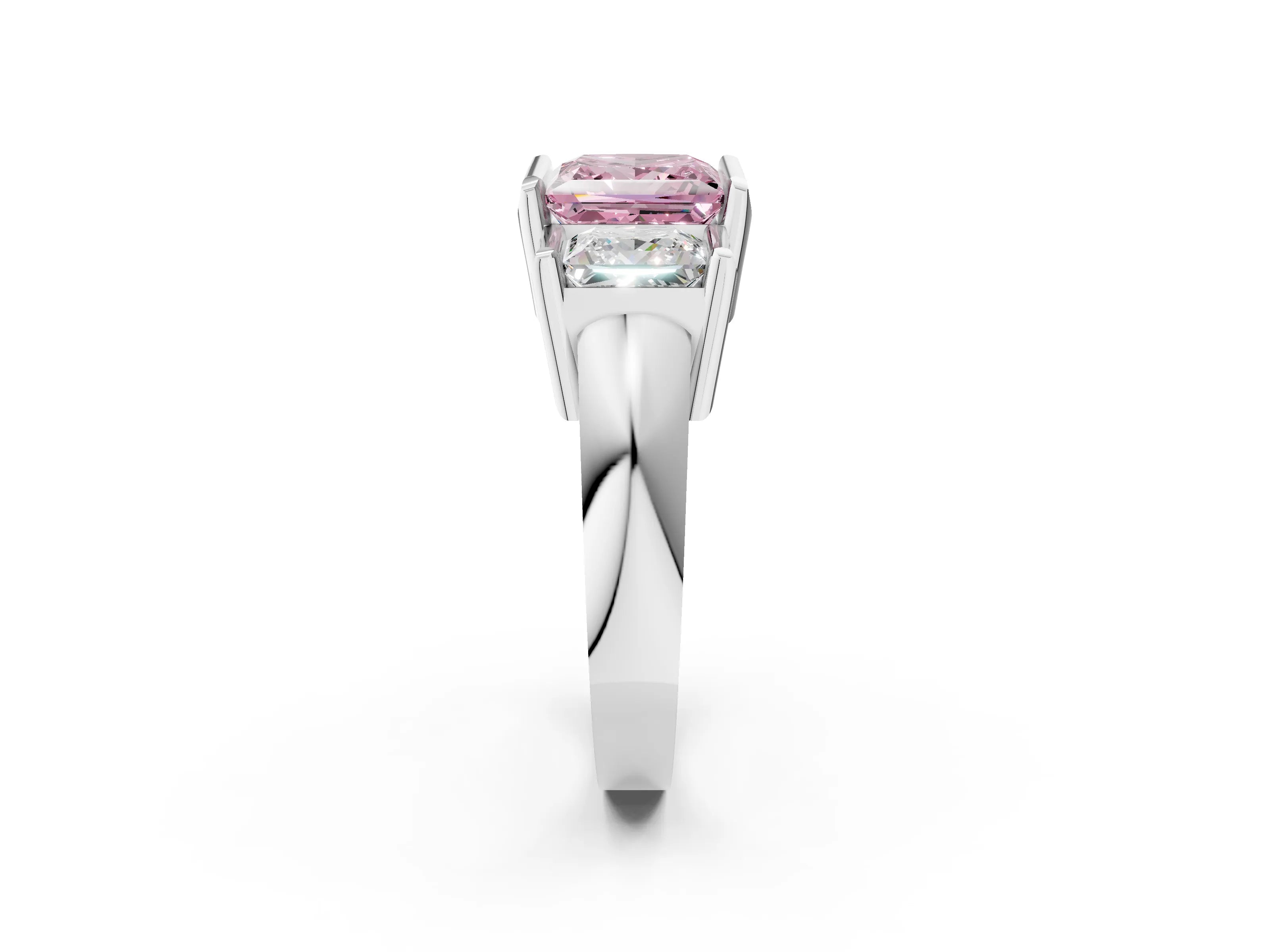 White gold Three Stone Fancy Pink Princess Cut Cut Channel Set Diamond Ring_38