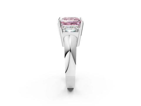 White gold Three Stone Fancy Pink Princess Cut Cut Channel Set Diamond Ring_38