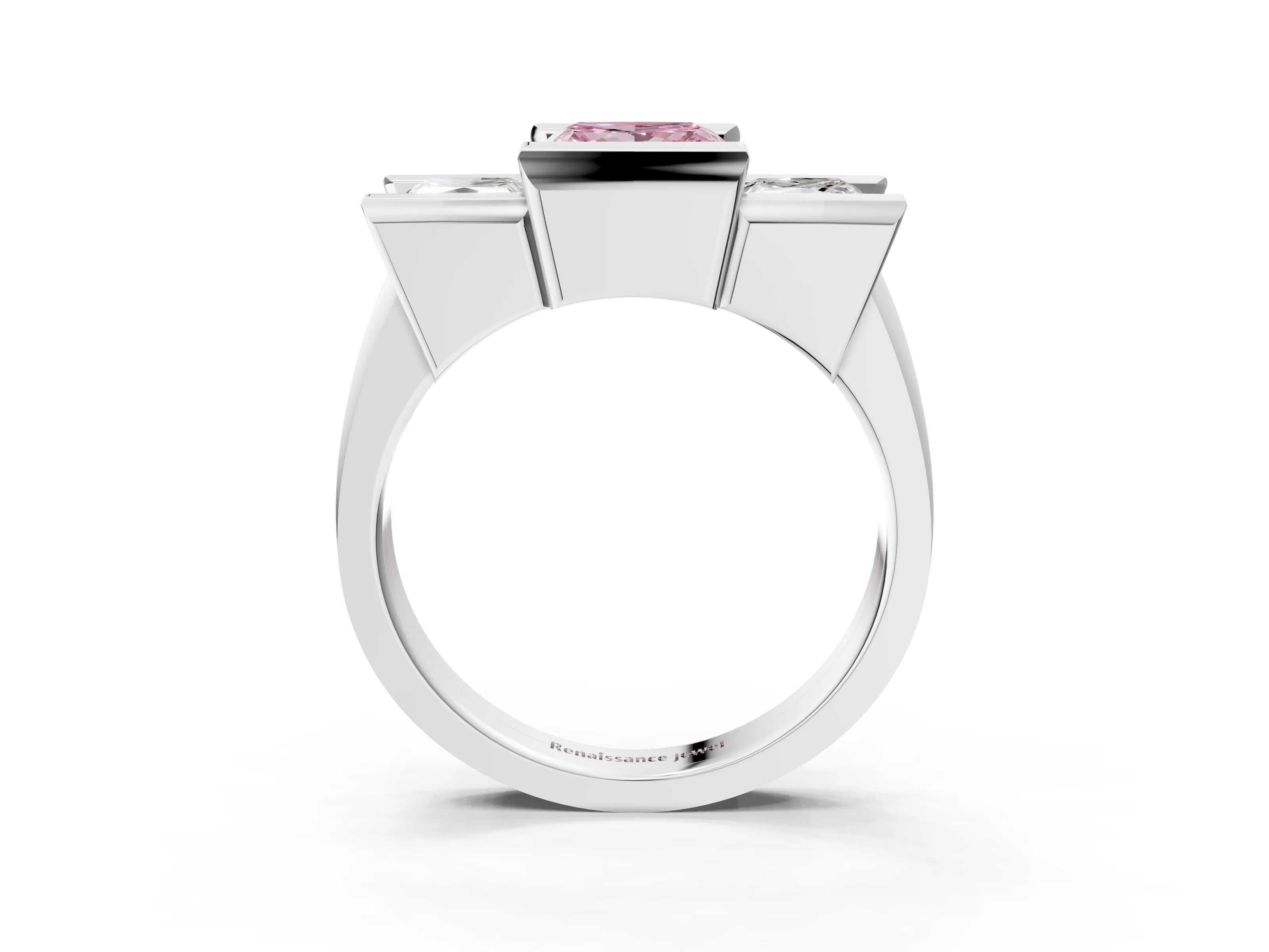 White gold Three Stone Fancy Pink Princess Cut Cut Channel Set Diamond Ring_39