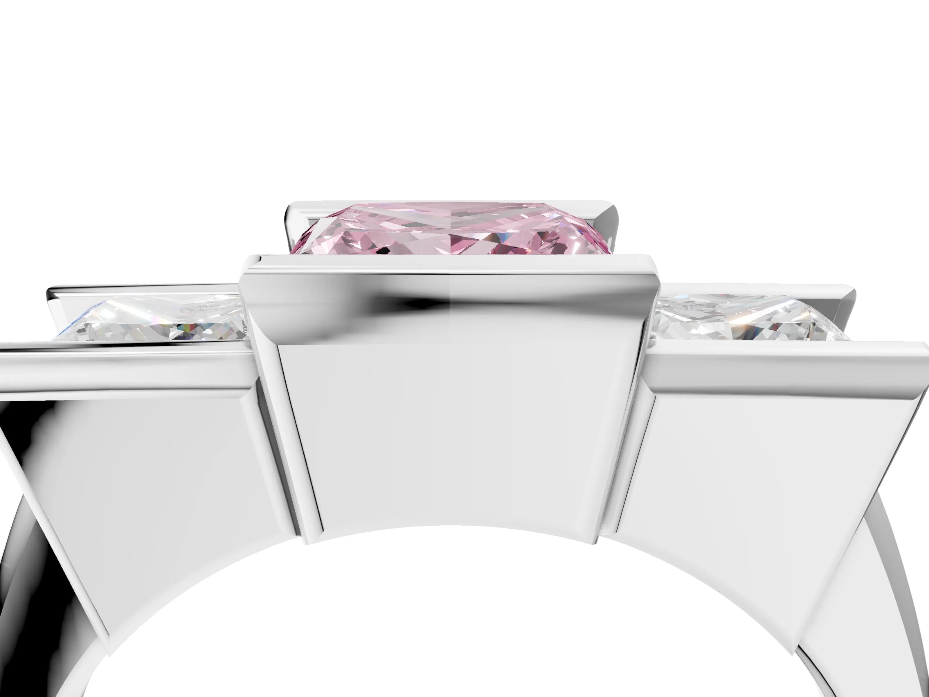 White gold Three Stone Fancy Pink Princess Cut Cut Channel Set Diamond Ring_40