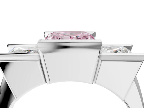 White gold Three Stone Fancy Pink Princess Cut Cut Channel Set Diamond Ring_40