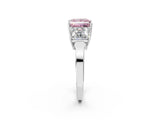 White gold Three-Stone Fancy Pink Princess Cut Cut Diamond Engagement Ring with Flat Band and Four-Prong Setting_14