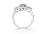 White gold Three-Stone Fancy Pink Princess Cut Cut Diamond Engagement Ring with Flat Band and Four-Prong Setting_15