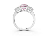 White gold Three-Stone Fancy Pink Princess Cut Cut Diamond Engagement Ring with Flat Band and Four-Prong Setting_15