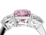 White gold Three-Stone Fancy Pink Princess Cut Cut Diamond Engagement Ring with Flat Band and Four-Prong Setting_16