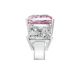 White gold Three-Stone Fancy Pink Princess Cut Cut Diamond Engagement Ring with Flat Band and Four-Prong Setting_17