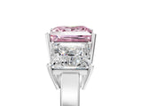 White gold Three-Stone Fancy Pink Princess Cut Cut Diamond Engagement Ring with Flat Band and Four-Prong Setting_17