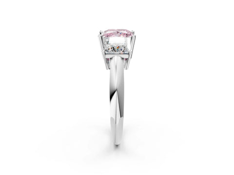 White gold Three-Stone Fancy Pink Princess Cut Cut Diamond Engagement Ring with Prong Setting on a White Gold Band_14