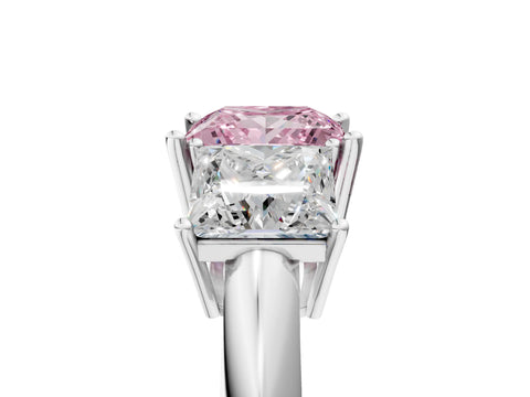 White gold Three-Stone Fancy Pink Princess Cut Cut Diamond Engagement Ring with Prong Setting on a White Gold Band_17