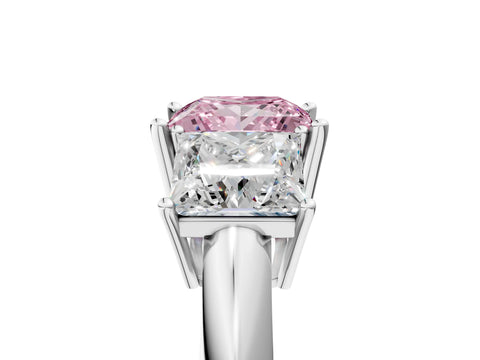 White gold Three-Stone Fancy Pink Princess Cut Cut Diamond Engagement Ring with Prong Setting on a White Gold Band_35