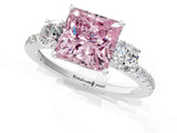 White gold Three-Stone Fancy Pink Princess Cut Cut Diamond Pavé Band with Prong Setting_28