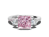 White gold Three-Stone Fancy Pink Princess Cut Cut Diamond Pavé Band with Prong Setting_33