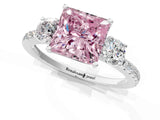 White gold Three-Stone Fancy Pink Princess Cut Cut Diamond Pavé Band with Prong Setting_34