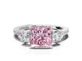 White gold Three-Stone Fancy Pink Princess Cut Cut Diamond Pavé Band with Prong Setting_49