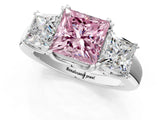 White gold Three-Stone Fancy Pink Princess Cut Cut Diamond Ring with Channel Set Band and Four-Prong Setting_1