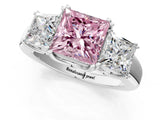 White gold Three-Stone Fancy Pink Princess Cut Cut Diamond Ring with Channel Set Band and Four-Prong Setting_13