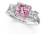 White gold Three-Stone Fancy Pink Princess Cut Cut Diamond Ring with Channel Set Band and Four-Prong Setting_25
