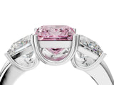 White gold Three-Stone Fancy Pink Princess Cut Cut Diamond Ring with Channel Set Band and Four-Prong Setting_4