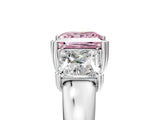 White gold Three-Stone Fancy Pink Princess Cut Cut Diamond Ring with Channel Set Band and Four-Prong Setting_5