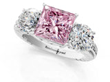 White gold Three-Stone Fancy Pink Princess Cut Cut Diamond Ring with Channel-Set Band and Prong Setting_1