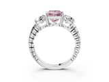 White gold Three-Stone Fancy Pink Princess Cut Cut Diamond Ring with Channel-Set Band and Prong Setting_3
