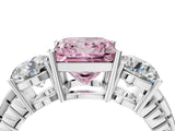 White gold Three-Stone Fancy Pink Princess Cut Cut Diamond Ring with Channel-Set Band and Prong Setting_4