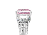 White gold Three-Stone Fancy Pink Princess Cut Cut Diamond Ring with Channel-Set Band and Prong Setting_5