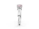 White gold Three-Stone Fancy Pink Princess Cut Cut Diamond Ring with Prong Setting and Classic Band_2