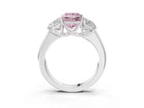White gold Three-Stone Fancy Pink Princess Cut Cut Diamond Ring with Prong Setting and Classic Band_3