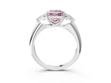 White gold Three-Stone Fancy Pink Princess Cut Cut Diamond Ring with Trillion Side Stones and Four-Prong Setting_26