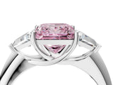 White gold Three-Stone Fancy Pink Princess Cut Cut Diamond Ring with Trillion Side Stones and Four-Prong Setting_27