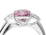 White gold Three-Stone Fancy Pink Princess Cut Cut Diamond Ring with Trillion Side Stones and Four-Prong Setting_33
