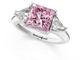 White gold Three-Stone Fancy Pink Princess Cut Cut Diamond Ring with Trillion Side Stones and Four-Prong Setting_36