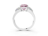 White gold Three-Stone Fancy Pink Princess Cut Cut Diamond Ring with Trillion Side Stones on a Split Shank Band_3