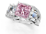 White gold Three-Stone Fancy Pink Princess Cut Cut Diamond Split Shank Prong Set Ring_25