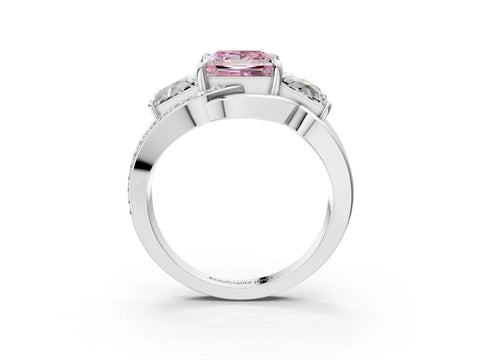 White gold Three-Stone Fancy Pink Princess Cut Cut Diamond Split Shank Prong Set Ring_27