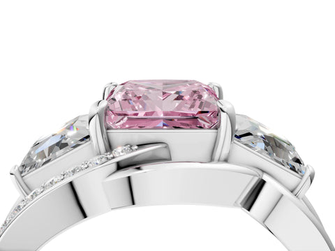 White gold Three-Stone Fancy Pink Princess Cut Cut Diamond Split Shank Prong Set Ring_28