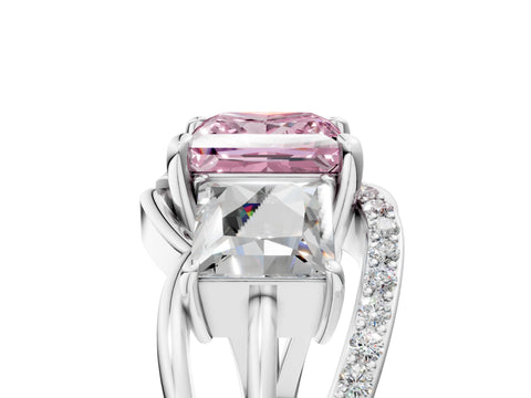 White gold Three-Stone Fancy Pink Princess Cut Cut Diamond Split Shank Prong Set Ring_29
