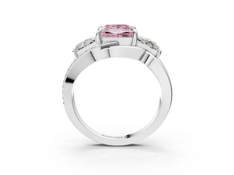 White gold Three-Stone Fancy Pink Princess Cut Cut Diamond Split Shank Prong Set Ring_3