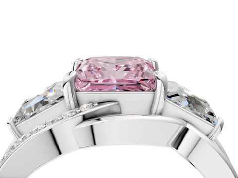 White gold Three-Stone Fancy Pink Princess Cut Cut Diamond Split Shank Prong Set Ring_4