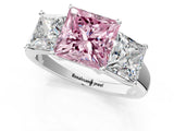 White gold Three-Stone Fancy Pink Princess Cut Cut Solitaire Ring with Classic Prong Setting_13