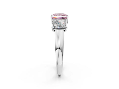 White gold Three-Stone Fancy Pink Princess Cut Cut Solitaire Ring with Classic Prong Setting_14