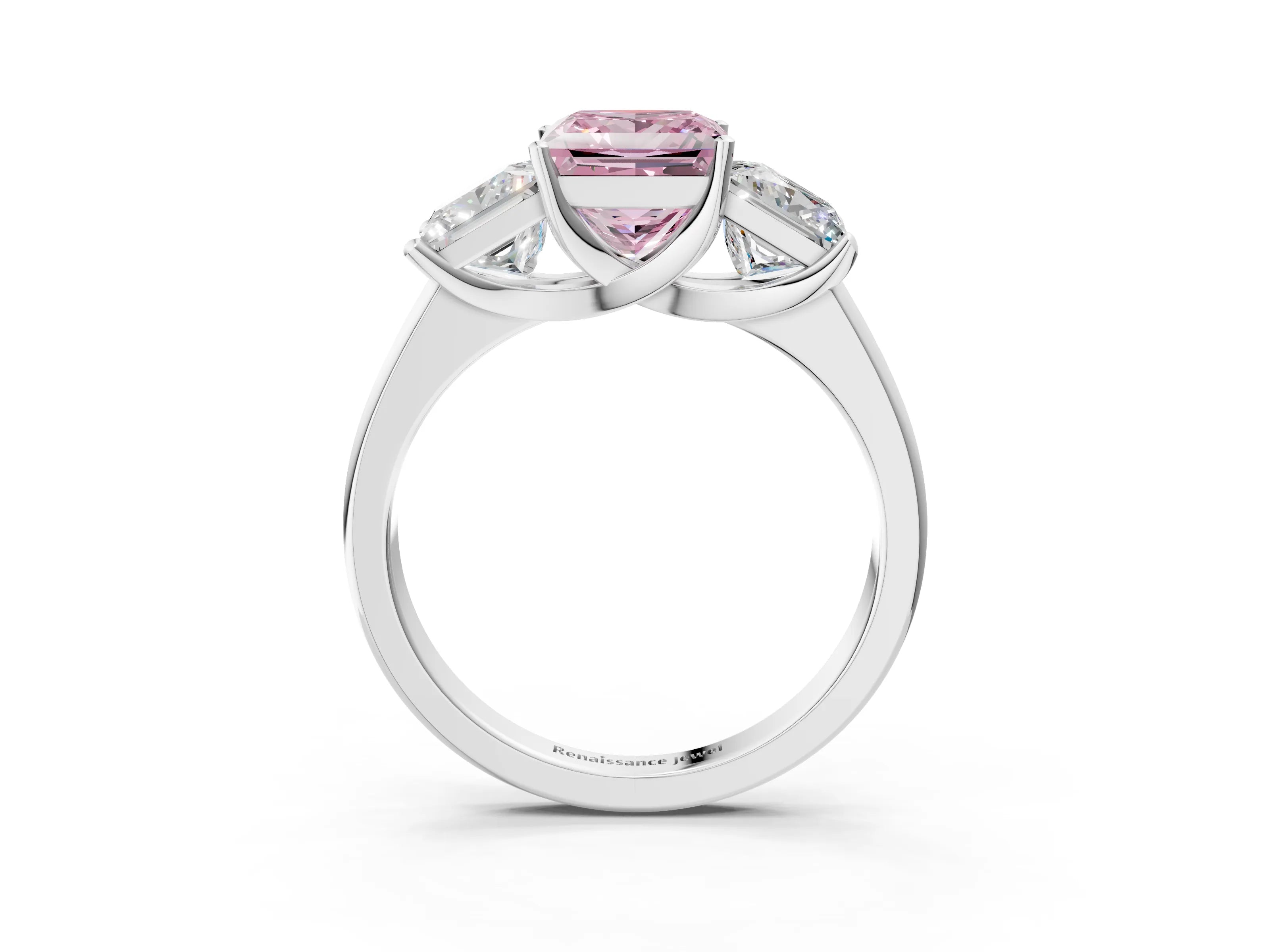 White gold Three-Stone Fancy Pink Princess Cut Cut Solitaire Ring with Classic Prong Setting_15