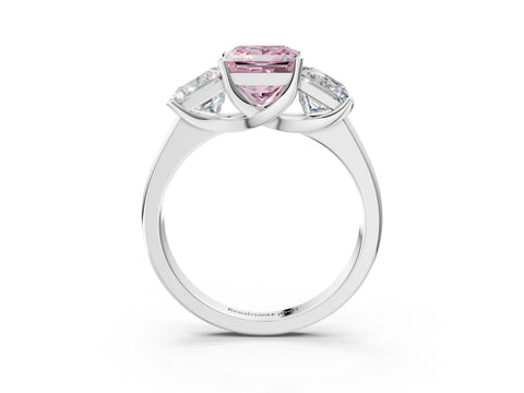 White gold Three-Stone Fancy Pink Princess Cut Cut Solitaire Ring with Classic Prong Setting_15
