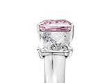White gold Three-Stone Fancy Pink Princess Cut Cut Solitaire Ring with Classic Prong Setting_17