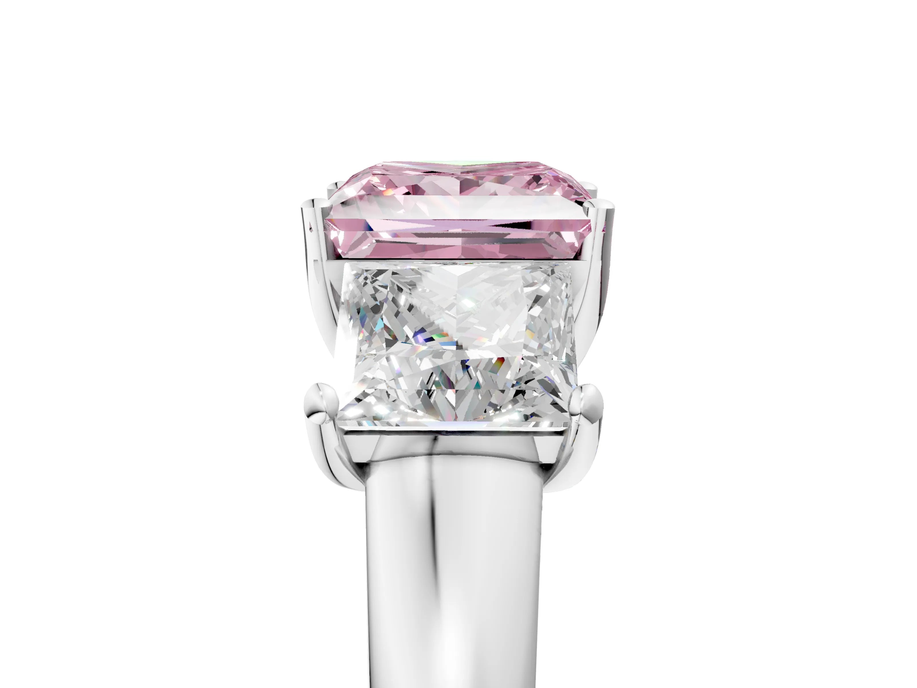 White gold Three-Stone Fancy Pink Princess Cut Cut Solitaire Ring with Classic Prong Setting_17