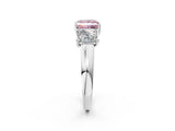 White gold Three-Stone Fancy Pink Princess Cut Cut Solitaire Ring with Classic Prong Setting_2