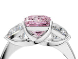 White gold Three-Stone Fancy Pink Princess Cut Cut Solitaire Ring with Classic Prong Setting_4